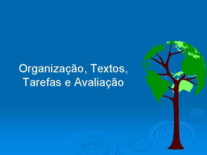 Organização, Textos, Tarefas e Avaliação 