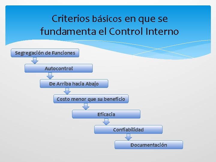 Criterios básicos en que se fundamenta el Control Interno Segregación de Funciones Autocontrol De