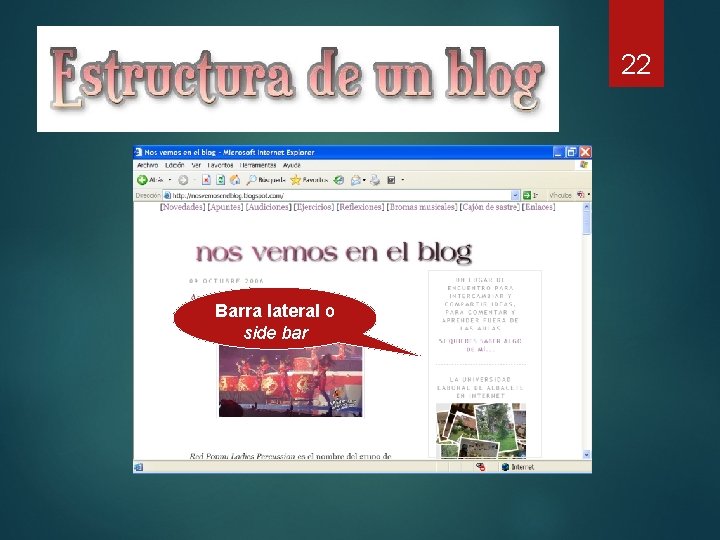 Estructura de un blog Barra lateral o side bar 22 