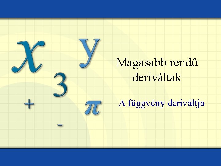 Magasabb rendű deriváltak A függvény deriváltja 