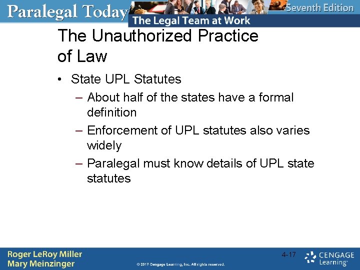 The Unauthorized Practice of Law • State UPL Statutes – About half of the