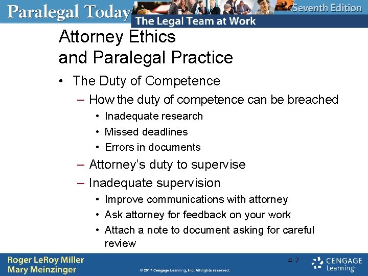 Attorney Ethics and Paralegal Practice • The Duty of Competence – How the duty