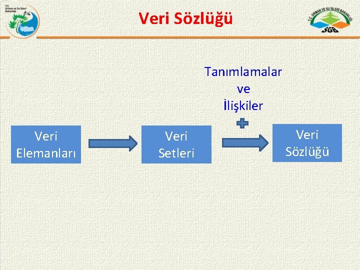 Veri Sözlüğü Tanımlamalar ve İlişkiler Veri Elemanları Veri Setleri Veri Sözlüğü 