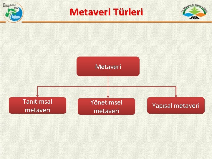 Metaveri Türleri Metaveri Tanıtımsal metaveri Yönetimsel metaveri Yapısal metaveri 