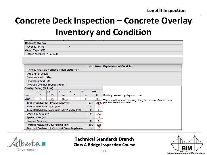 Level II Inspection Concrete Deck Inspection – Concrete Overlay Inventory and Condition Technical Standards