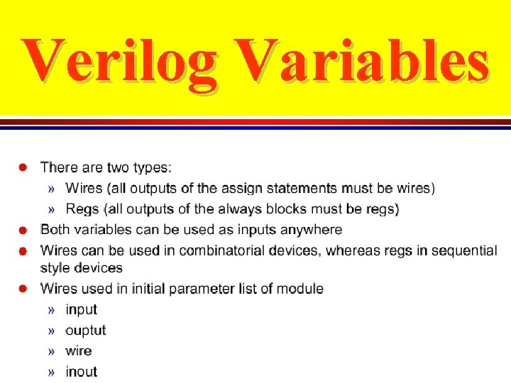 Verilog Variables 