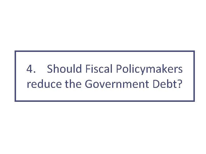 4. Should Fiscal Policymakers reduce the Government Debt? 