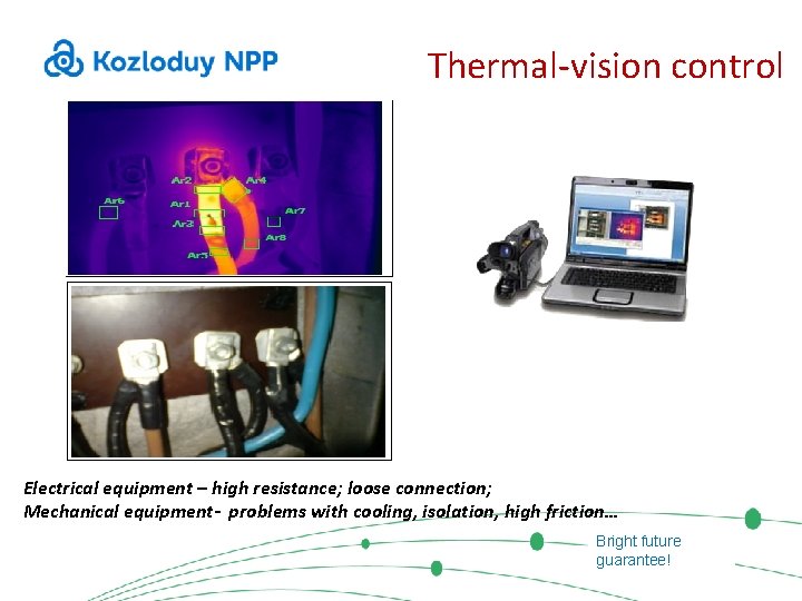Thermal-vision control Electrical equipment – high resistance; loose connection; Mechanical equipment- problems with cooling,