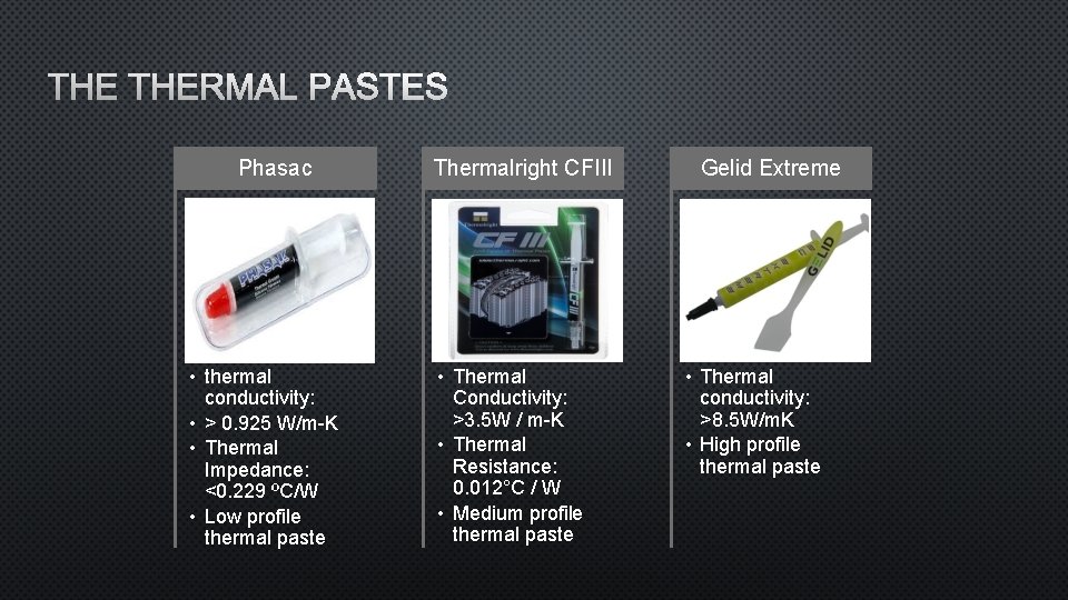 THE THERMAL PASTES Phasac • thermal conductivity: • > 0. 925 W/m-K • Thermal