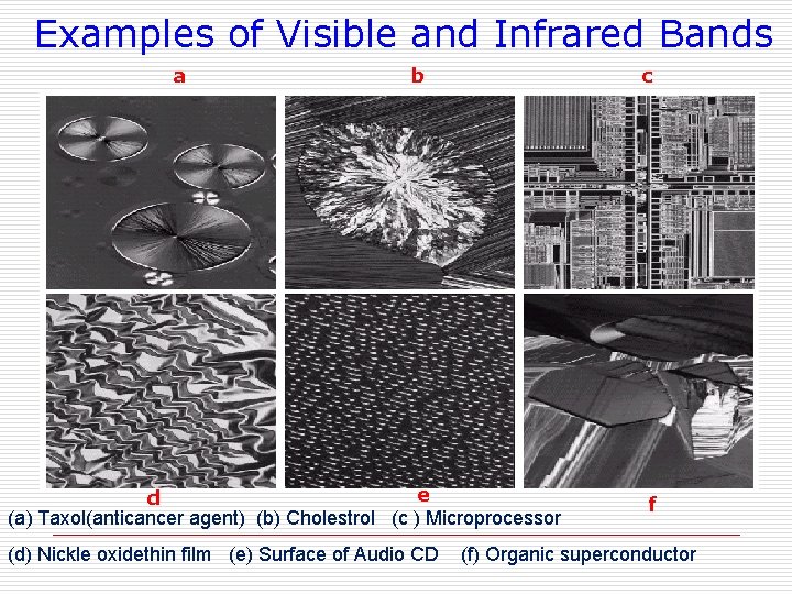 Examples of Visible and Infrared Bands a b c e d (a) Taxol(anticancer agent)
