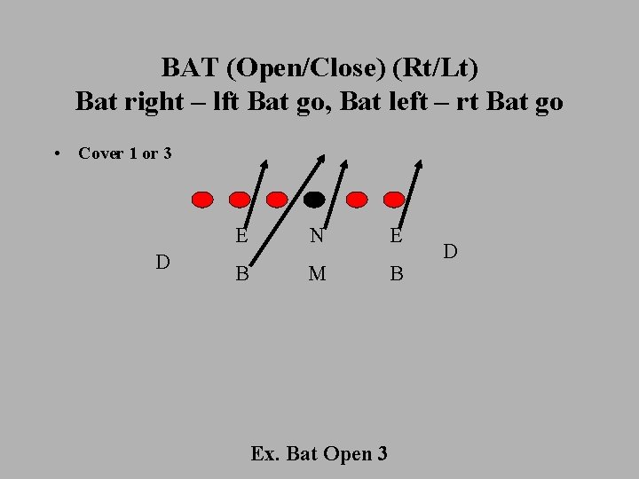 BAT (Open/Close) (Rt/Lt) Bat right – lft Bat go, Bat left – rt Bat