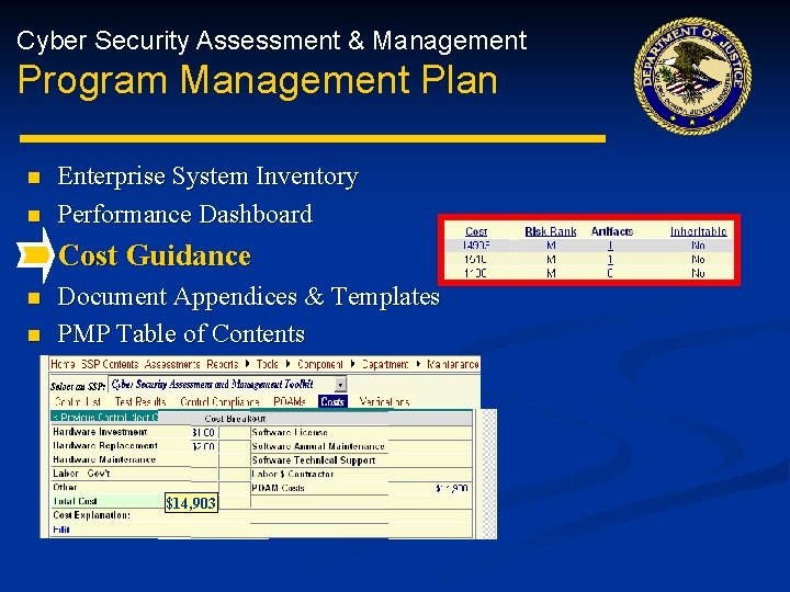 Cyber Security Assessment & Management Program Management Plan n n Enterprise System Inventory Performance