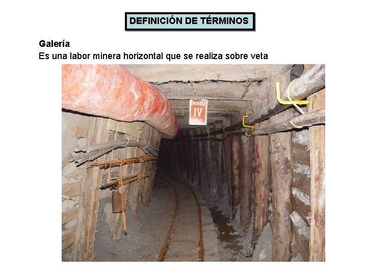 DEFINICIÓN DE TÉRMINOS Galería Es una labor minera horizontal que se realiza sobre veta