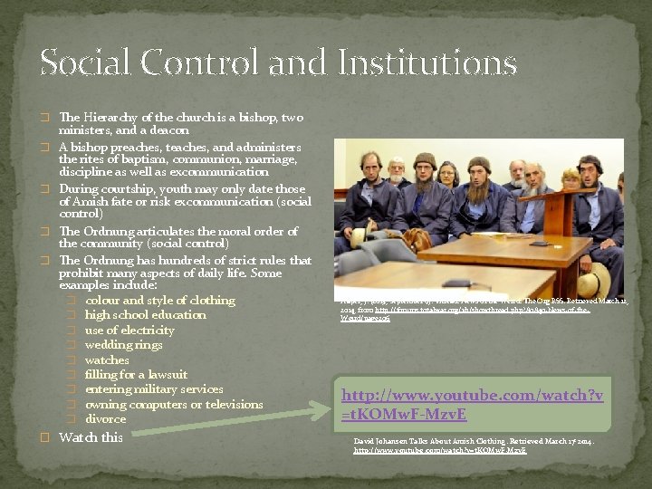 Social Control and Institutions � The Hierarchy of the church is a bishop, two