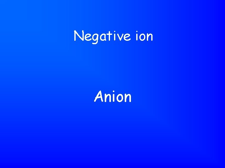 Negative ion Anion 