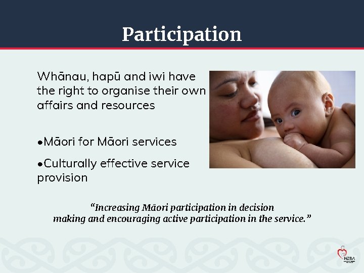Participation Whānau, hapū and iwi have the right to organise their own affairs and