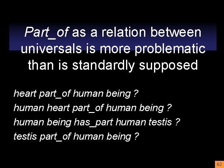 Part_of as a relation between universals is more problematic than is standardly supposed heart