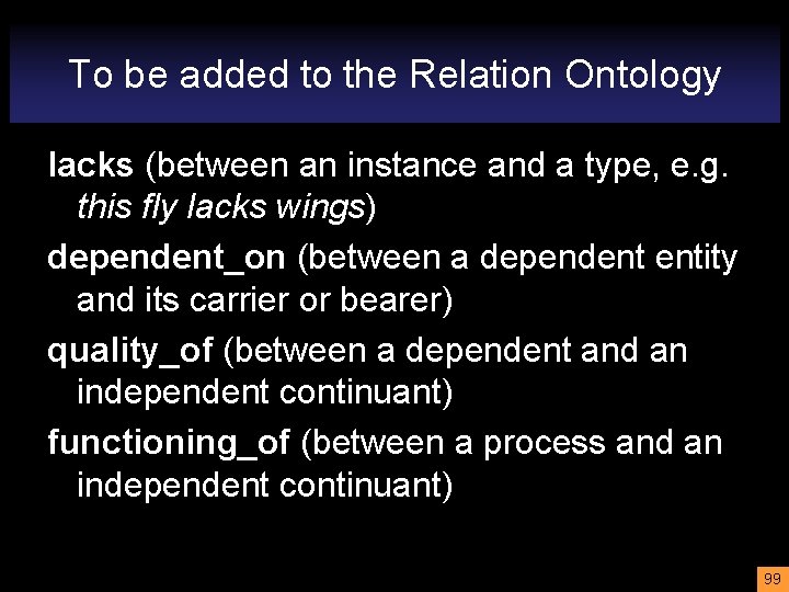 To be added to the Relation Ontology lacks (between an instance and a type,