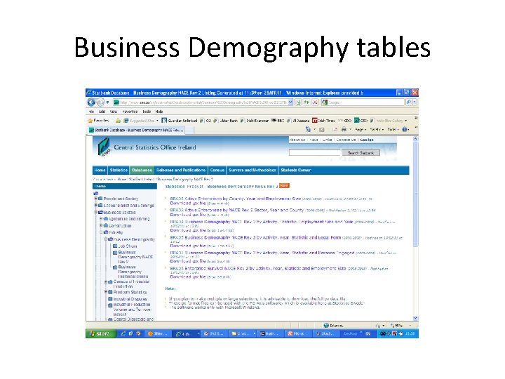 Business Demography tables 