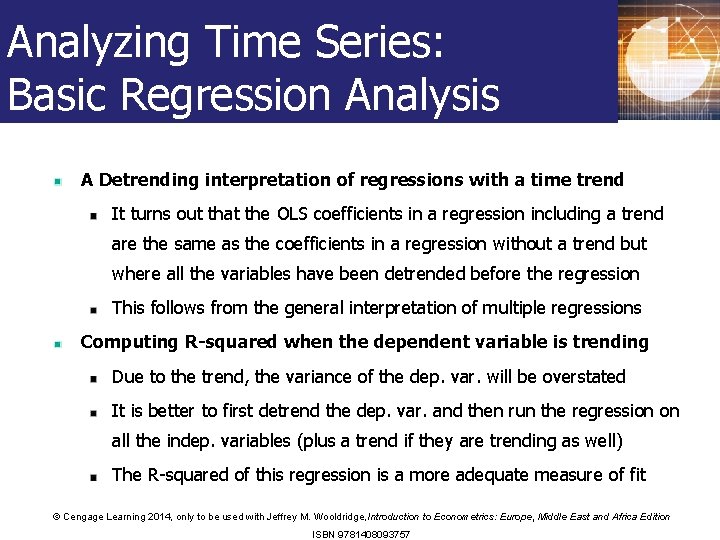 Analyzing Time Series: Basic Regression Analysis A Detrending interpretation of regressions with a time