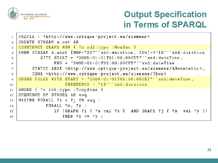 Output Specification in Terms of SPARQL 31 