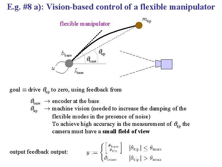 E. g. #8 a): Vision-based control of a flexible manipulator bbase u qbase mtip