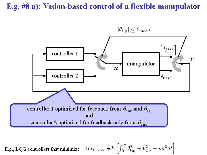 E. g. #8 a): Vision-based control of a flexible manipulator controller 1 u manipulator