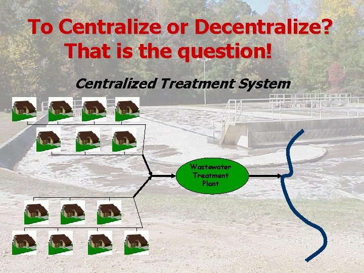 To Centralize or Decentralize? That is the question! Centralized Treatment System Wastewater Treatment Plant
