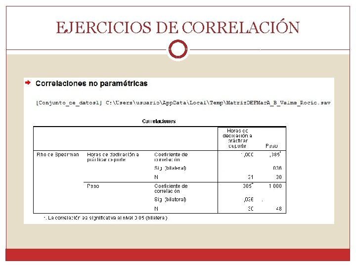 EJERCICIOS DE CORRELACIÓN 