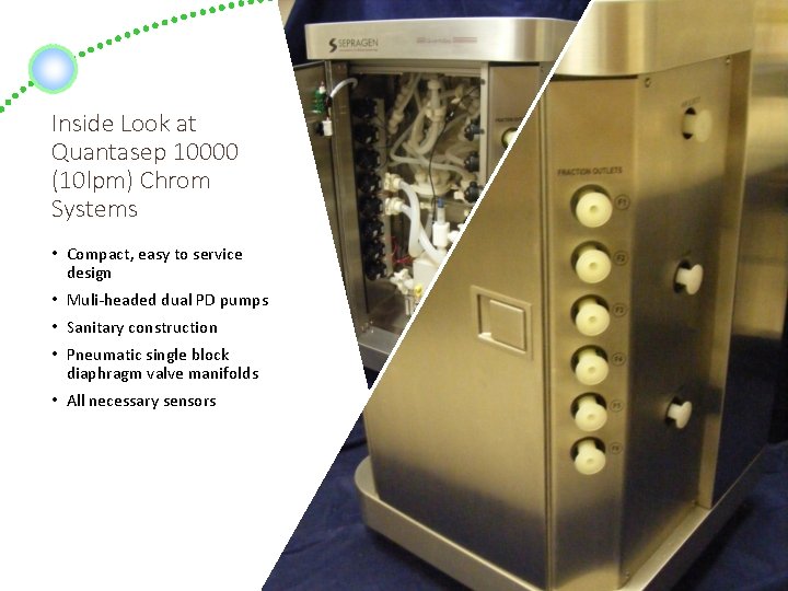 Inside Look at Quantasep 10000 (10 lpm) Chrom Systems • Compact, easy to service Inside Look at Quantasep 10000 (10 lpm) Chrom Systems • Compact, easy to service