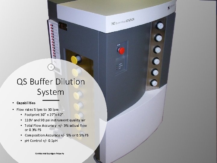 3 1 QS Buffer Dilution System • Capabilities • Flow rates 5 lpm to