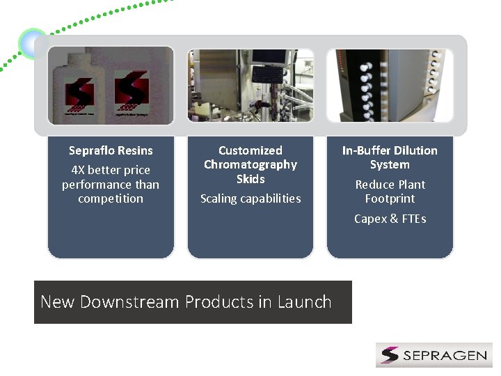 Sepraflo Resins 4 X better price performance than competition Customized Chromatography Skids Scaling capabilities