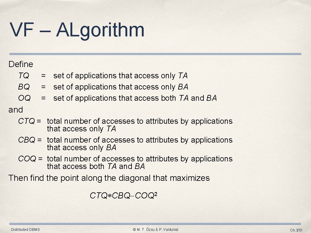 VF – ALgorithm Define TQ BQ OQ = set of applications that access only VF – ALgorithm Define TQ BQ OQ = set of applications that access only