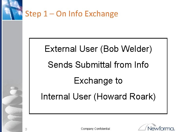Step 1 – On Info Exchange External User (Bob Welder) Sends Submittal from Info Step 1 – On Info Exchange External User (Bob Welder) Sends Submittal from Info