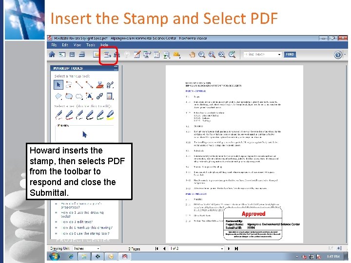 Insert the Stamp and Select PDF Howard inserts the stamp, then selects PDF from Insert the Stamp and Select PDF Howard inserts the stamp, then selects PDF from