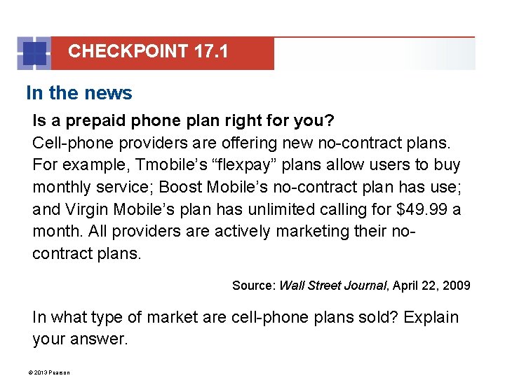 CHECKPOINT 17. 1 In the news Is a prepaid phone plan right for you?