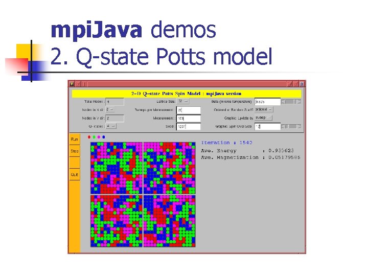 mpi. Java demos 2. Q-state Potts model 