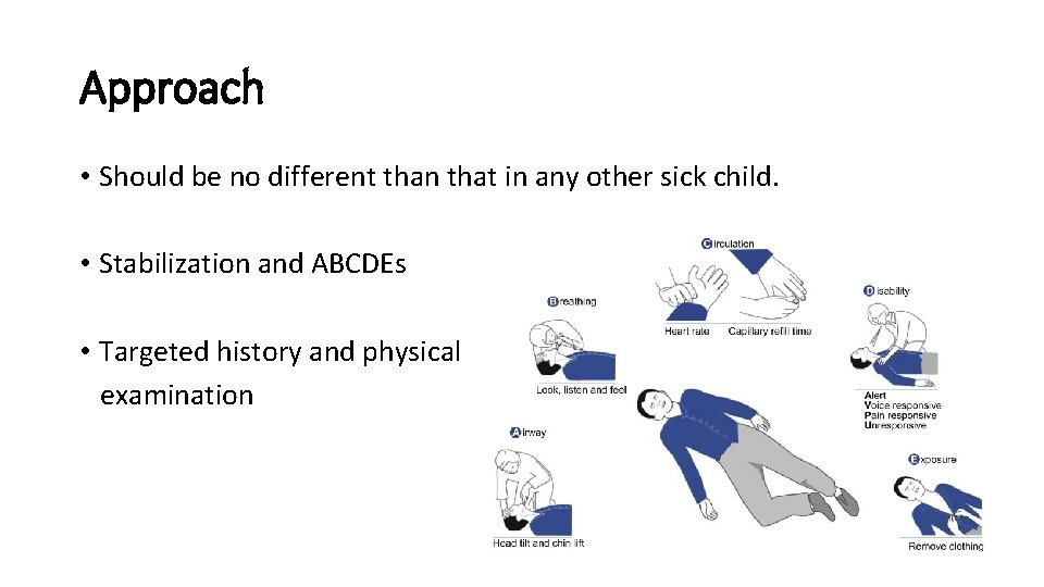 Approach • Should be no different than that in any other sick child. •