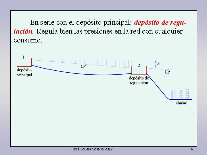 - En serie con el depósito principal: depósito de regulación. Regula bien las presiones