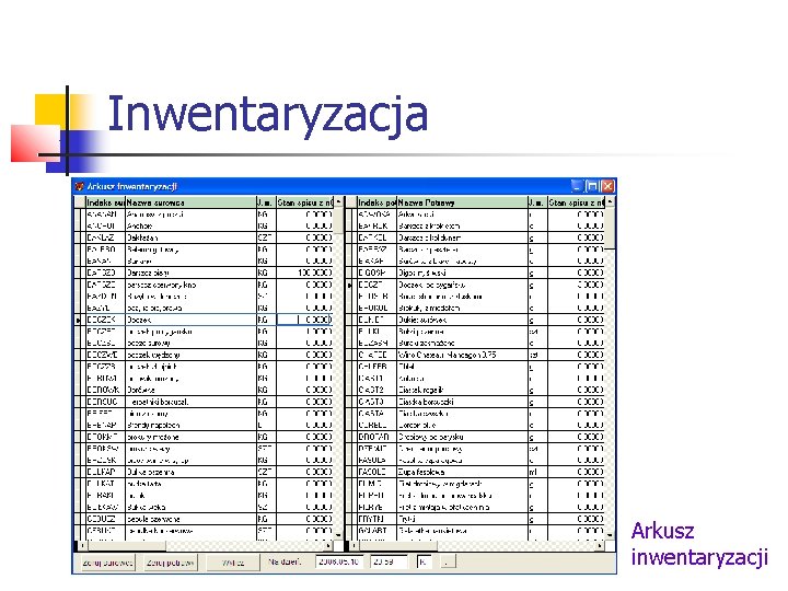 Inwentaryzacja Arkusz inwentaryzacji Inwentaryzacja Arkusz inwentaryzacji