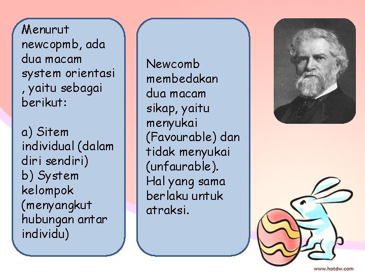 Menurut newcopmb, ada dua macam system orientasi , yaitu sebagai berikut: a) Sitem individual