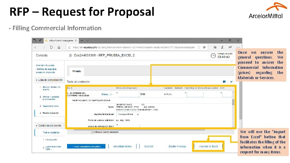 RFP – Request for Proposal - Filling Commercial Information Once we answer the general