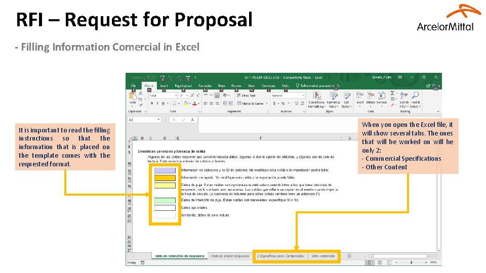 RFI – Request for Proposal - Filling Information Comercial in Excel It is important