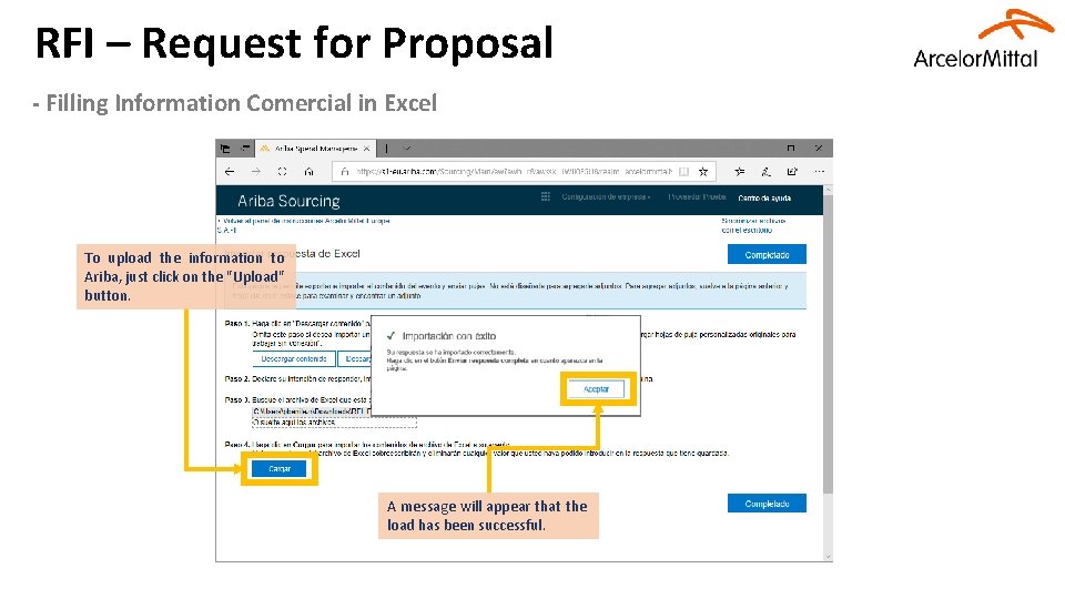 RFI – Request for Proposal - Filling Information Comercial in Excel To upload the