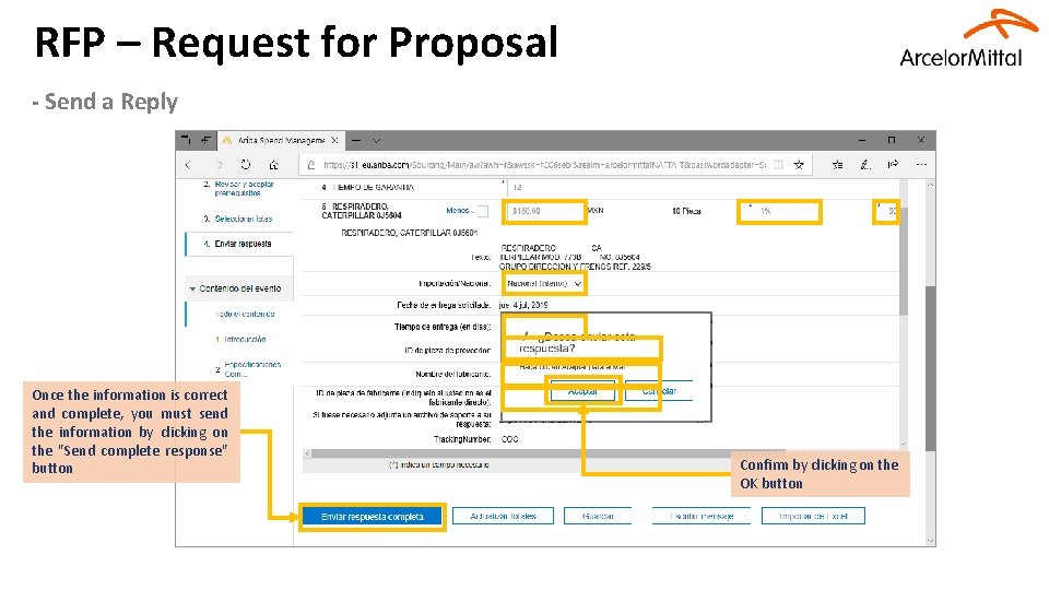 RFP – Request for Proposal - Send a Reply Once the information is correct