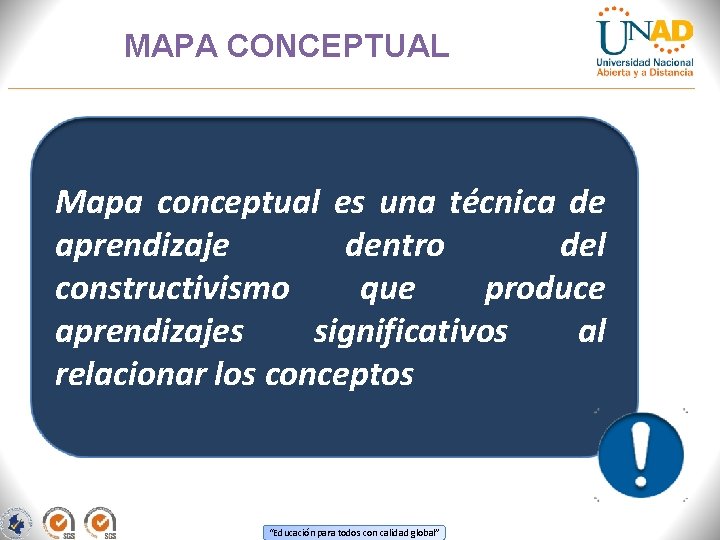 MAPA CONCEPTUAL Mapa conceptual es una técnica de aprendizaje dentro del constructivismo que produce