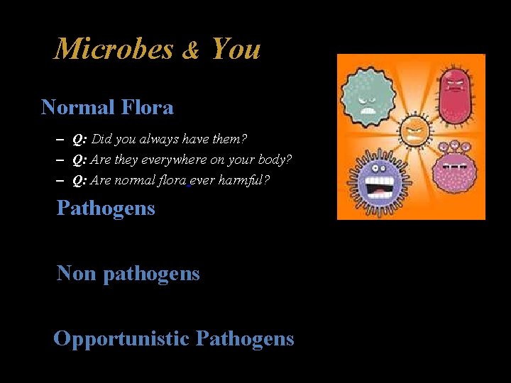 Microbes & You Normal Flora – Q: Did you always have them? – Q: