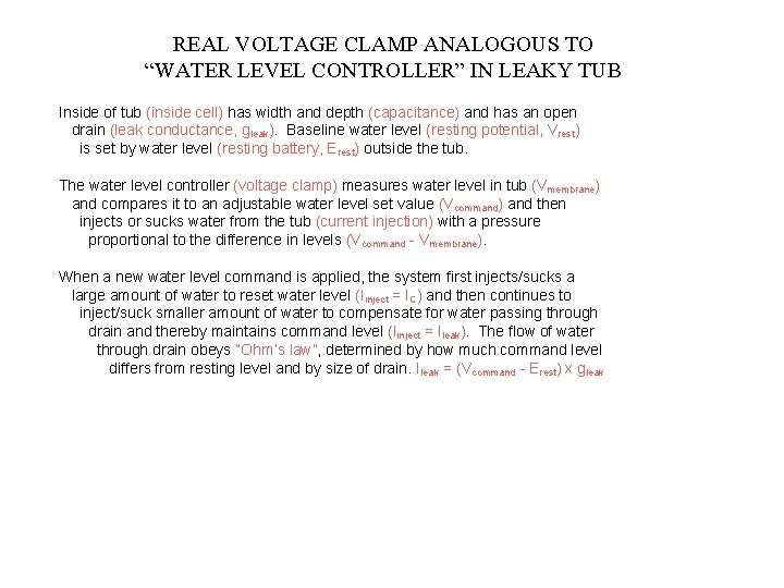 REAL VOLTAGE CLAMP ANALOGOUS TO “WATER LEVEL CONTROLLER” IN LEAKY TUB Inside of tub