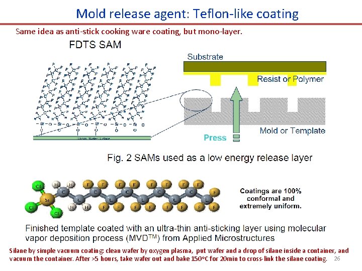 Mold release agent: Teflon-like coating Same idea as anti-stick cooking ware coating, but mono-layer.