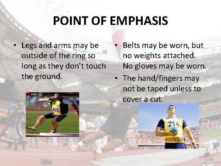 POINT OF EMPHASIS • Legs and arms may be • Belts may be worn,